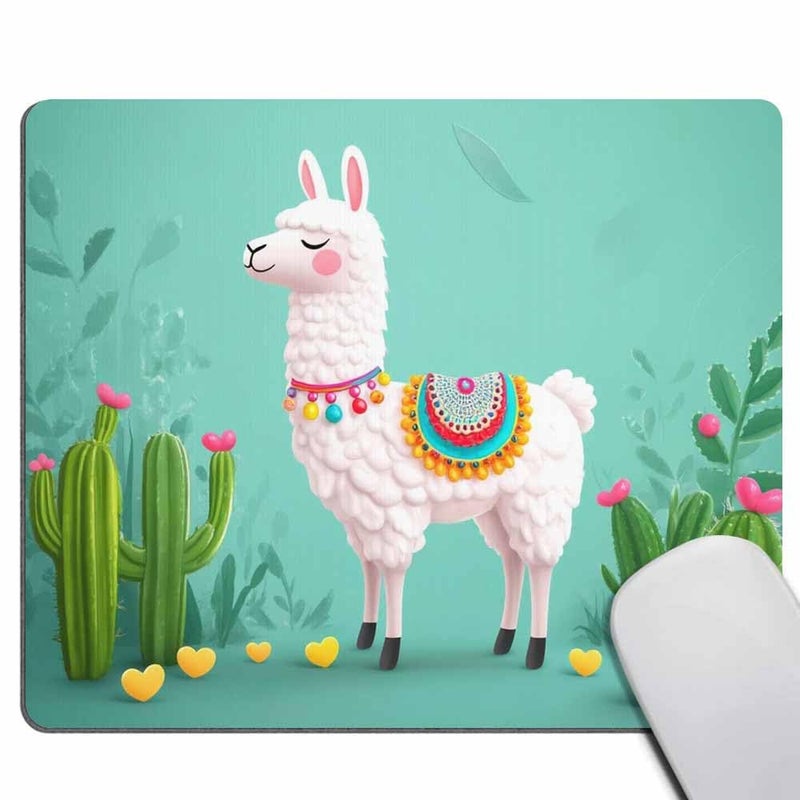 Smooffly Cute Llama Cactus Mouse Pads Desk Accessories Non-Slip Rubber Customized Computer Mouse Pad 9.5 X 7.9 Inch (240mmX200mmX3mm) - Image 1